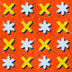 Trendy grunge seamless pattern. Colorful geometric print with abstract shapes design.