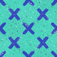 Trendy grunge seamless pattern. Colorful geometric print with abstract shapes design.