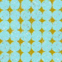 Trendy grunge seamless pattern. Colorful geometric print with abstract shapes design.