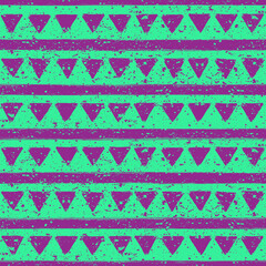 Trendy grunge seamless pattern. Colorful geometric print with abstract shapes design.
