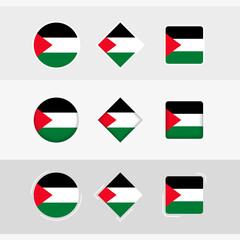 Palestine flag icons set, vector flag of Palestine.