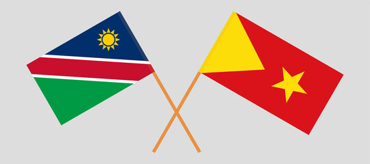 Crossed flags of Namibia and Tigray. Official colors. Correct proportion