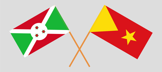 Crossed flags of Burundi and Tigray. Official colors. Correct proportion