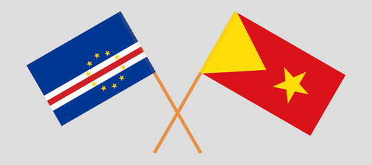 Crossed flags of Cape Verde and Tigray. Official colors. Correct proportion