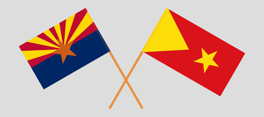 Crossed flags of the State of Arizona and Tigray. Official colors. Correct proportion