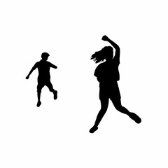 children dancing, body silhouette vector