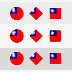 Taiwan flag icons set, vector flag of Taiwan.