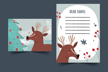 hand drawn christmas stationery template vector design illustration