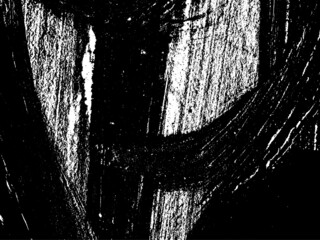 Grunge is black and white. Texture of black strokes on a white background. Abstract chaotic movements with a dry brush. Monochrome pattern of worn surface
