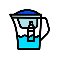 water filter jug color vector icon