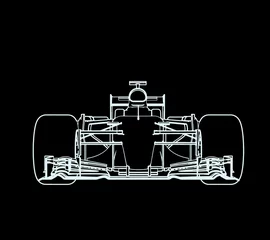 Crédence de cuisine en verre imprimé F1 Vue de face d& 39 une voiture de course de Formule. Style de contour. Formation d& 39 ingénierie. Illustration vectorielle.