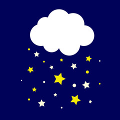 Star cloud, flat color vector illustration, design, decoration, icon