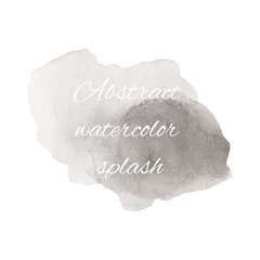 Hand drawn with brush black-gray watercolor stain with texture, isolated vector background, template