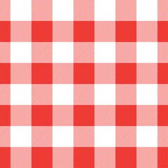 Vector seamless pattern with vichy check plaid graphic. Classic checkered texture in red and white colors