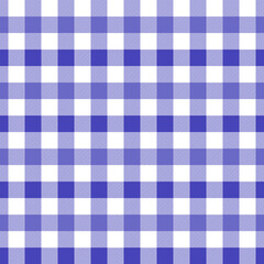Seamless classic gingham background for wallpaper, picnic blanket, tablecloth, etc. Vector illustration. Blue and white vichy texture