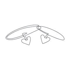 Bracelets for couple drawn by one line. Romantic sketch. Continuous line drawing decorations. For valentine's day, wedding. Simple holiday vector illustration.