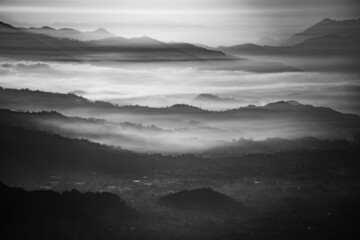 Annapurna Machhapuchhare Dhaulagiri Mountain ranges of Himalayas from Sarangkot, Pokhara