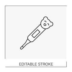  Healthcare line icon. Control body temperature. Cute baby thermometer.Electronic thermometer concept. Isolated vector illustration. Editable stroke