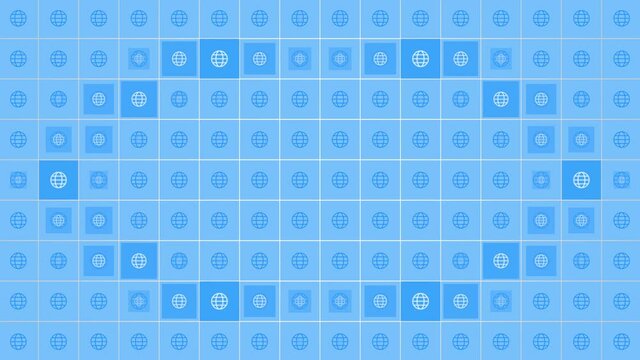 Blue Globe icons pattern on network background, abstract social, business and corporate style background - Powered by Adobe