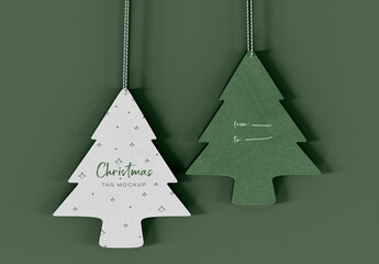 Tree Christmas Gift Tags Mockup