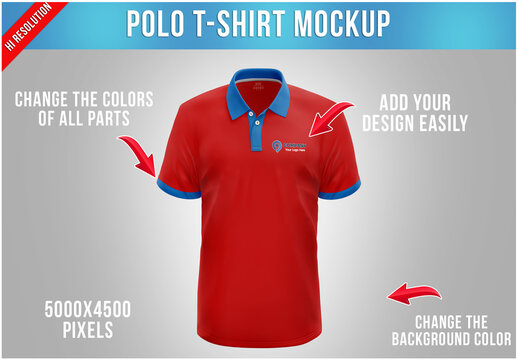 Polo T-Shirt Mockup - Front View