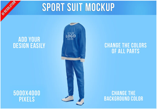 Sport Suit Mockup - Half Side View