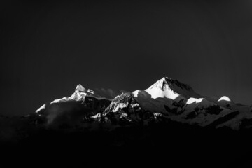 Annapurna Machhapuchhare Dhaulagiri Mountain ranges of Himalayas from Sarangkot, Pokhara