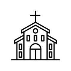 Christian House vector outline icon for web isolated on white background EPS 10 file
