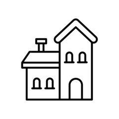 Forest Hut vector outline icon for web isolated on white background EPS 10 file