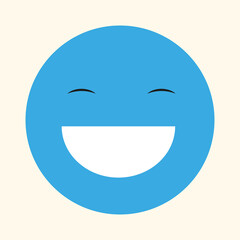 Blue smiley face with a joyful emotion for chatting
