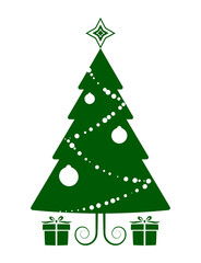 christmas tree and gifts isolated on white background