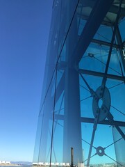 glass construction and blue sky