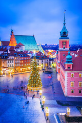 Warsaw, Poland - Castle Square and Christmas Tree