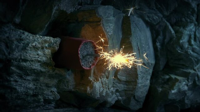 Dud TNT Fuse Burns No Explosion, Anticlimax Concept