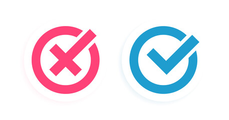 Check mark icons on white background. Design concept for web and mobile apps. Vector Illustation