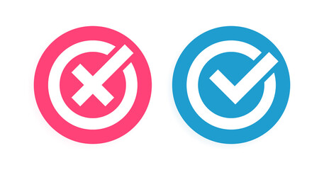 Check mark icons on white background. Design concept for web and mobile apps. Vector Illustation