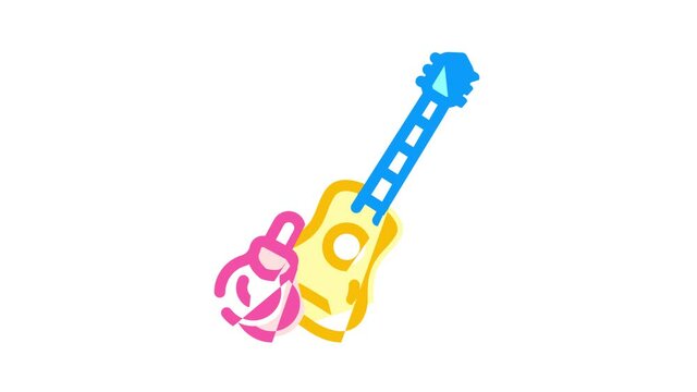 guitar and castanets animated color icon guitar and castanets sign. isolated on white background
