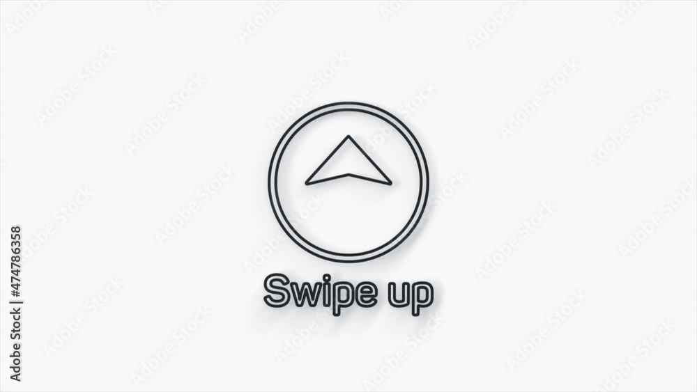 Poster Line Swipe up animation button. Application and social network icons, swipe up for advertising. Social media scroll arrows. 4K video animation with alpha channel