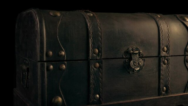 Wooden Chest Old Antique Moving Shot