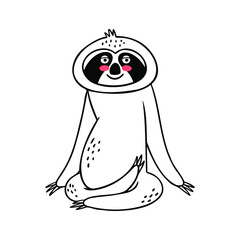 Funny sloth. Doodle simple illustration of animal