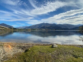 lake and mountains