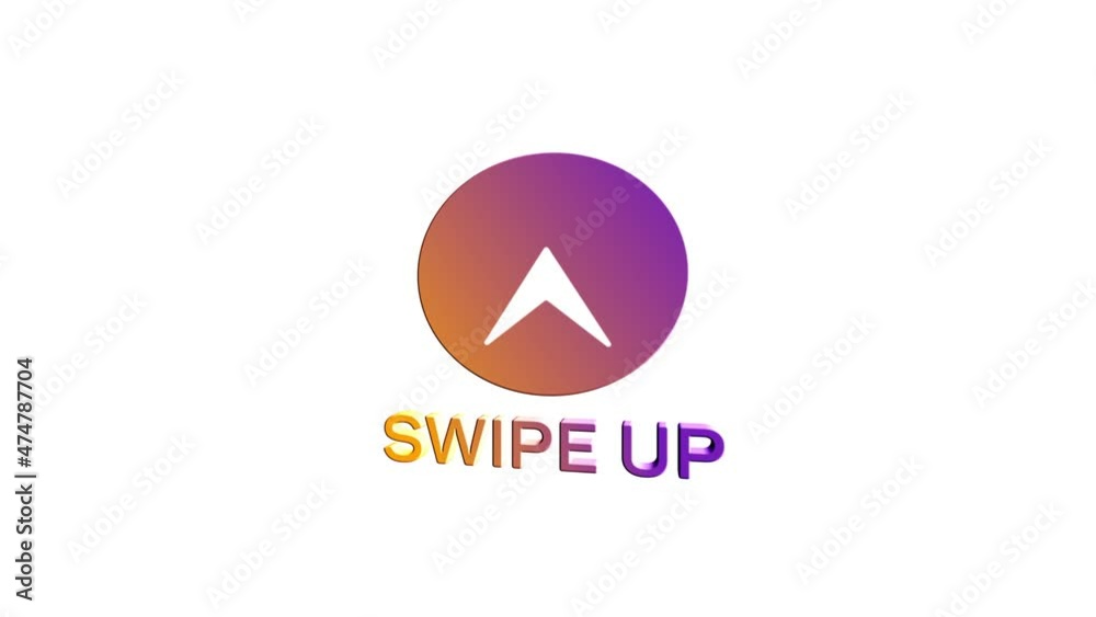 Poster 3d Swipe up, arrow up buttons colorful gradient. Application and social network icons, swipe up for advertising. Social media scroll arrows. 4K video animation with alpha channel
