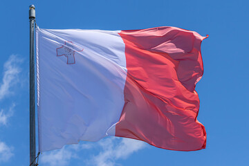 Maltese national flag. Republic of Malta. MT