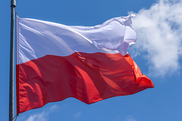 Naklejka na ściany i meble Polish national flag. Republic of Poland. PL