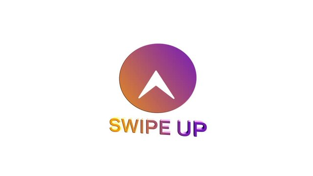 3d Swipe up, arrow up buttons colorful gradient. Application and social network icons, swipe up for advertising. Social media scroll arrows. 4K video animation with alpha channel