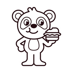Obraz premium Panda Eat Burger Coloring Page