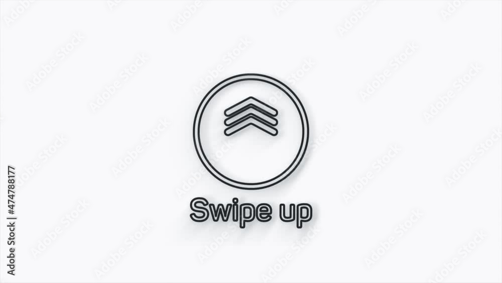 Poster Line Swipe up animation button. Application and social network icons, swipe up for advertising. Social media scroll arrows. 4K video animation with alpha channel
