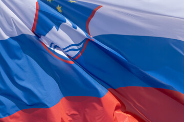 Slovenian national flag. Republic of Slovenia. SL