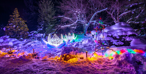 Fototapeta na wymiar Festive Christmas Landscape in Winter Snow