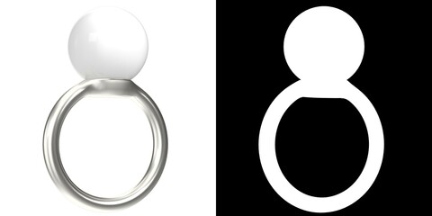 3D rendering illustration of a big pearl ring